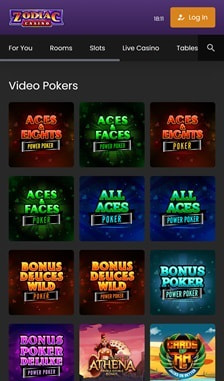 Zodiac Casino Poker Overview