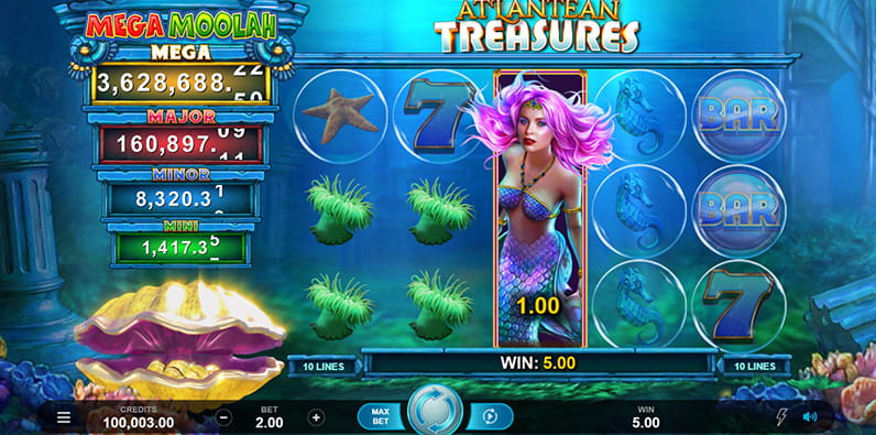 Atlantean Treasures Mega Moolah Magic Wheel Demo