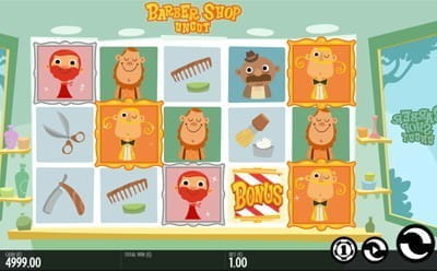 An in-game image of the Barber Shop Uncut slot at Highroller casino.