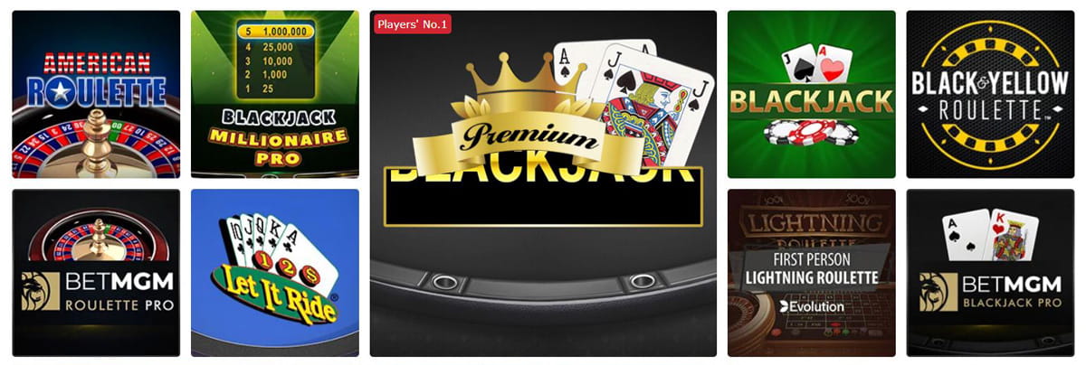The Table Games Catalogue in BetMGM
