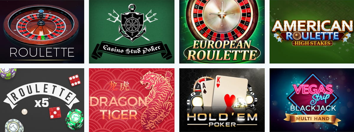Catalogue des jeux de table dans Betzino Casino