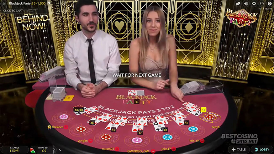 Blackjack Party table view