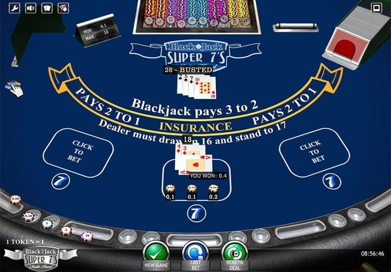 Blackjack Super 7's Free Play Game