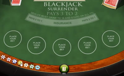 Interface of Blackjack Surrender