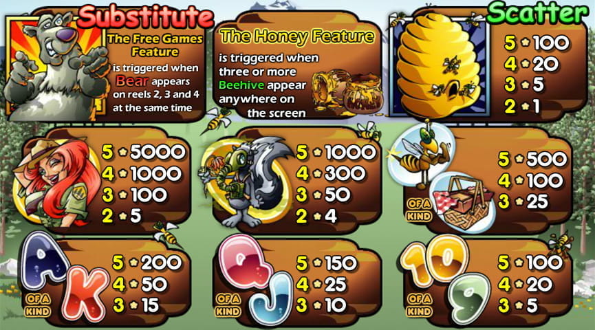 Screenshot of the Paytable of Bonus Bears Slot
