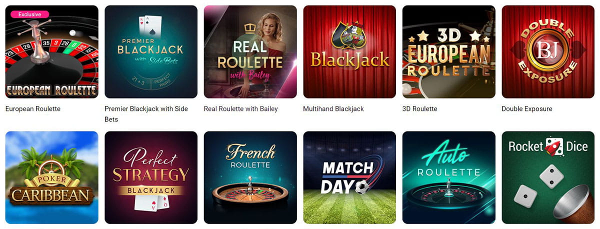 The Table Games Catalogue in Boo Casino
