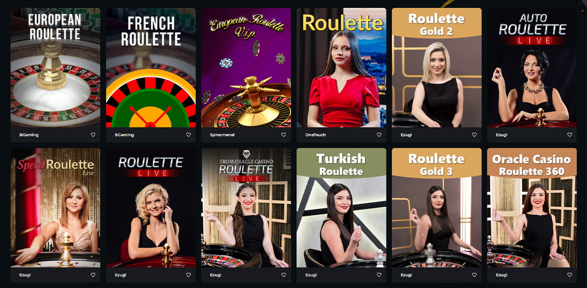 The Table Games Catalogue in Boomerang Casino