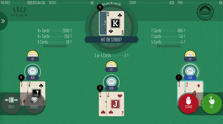 Buster Blackjack gameplay screenshot