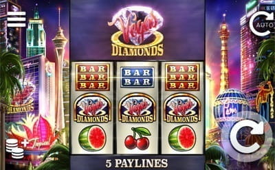In-game action from the Vegas Diamonds slot game