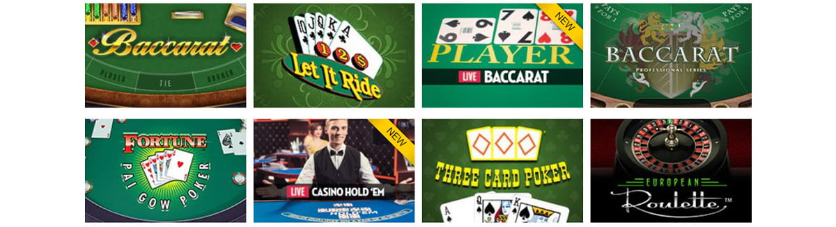The Table Games Catalogue in Caesars Palace