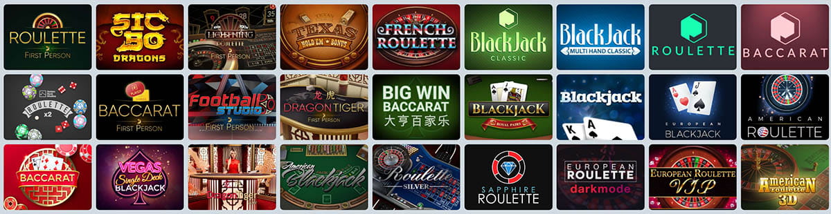 Table Games Catalogue at Canadian Campeonbet Casino