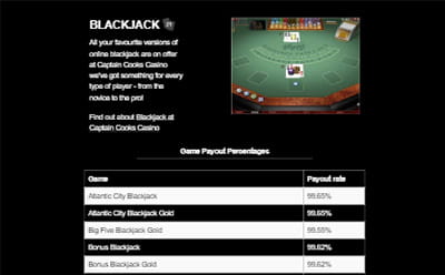 Captain Cooks Mobile Blackjack Games