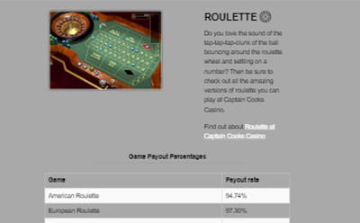 Captain Cooks Mobile Roulette Games