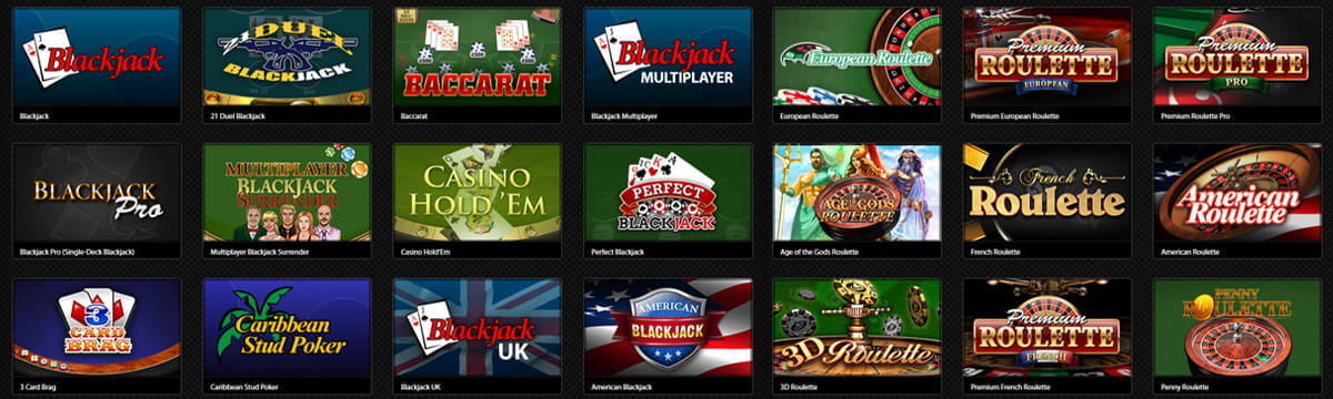 Casino.com Table and Card Games Selection