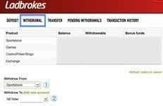 WITHDRAWAL highlighted on the Ladbrokes homepage.