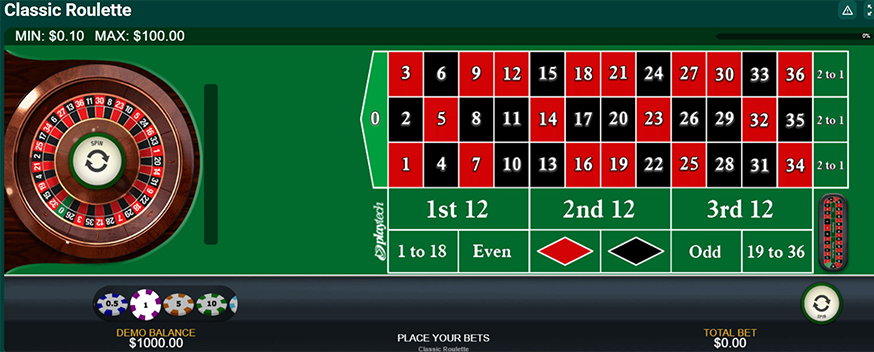 Classic Roulette table view