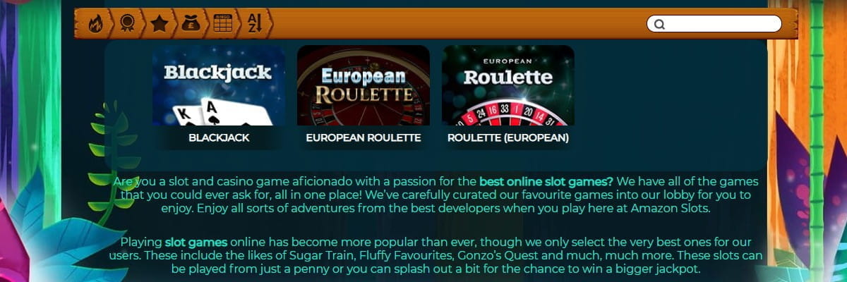 Few other games at Amazon Slots casino