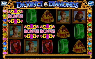 Da Vinci Diamonds Free Spins Bonus Round is Triggered by 3 Bonus Symbols