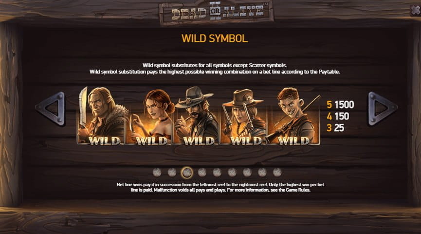 Screenshot of the Paytable of Dead or Alive 2 Slot
