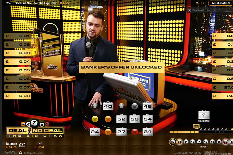 Screenshot from a Deal or No Deal - The Big Draw Game Session