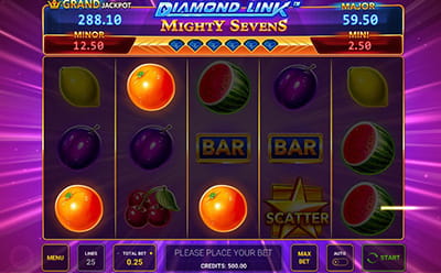 Der Diamond Link Mighty Seven Online Slot bei BingBong