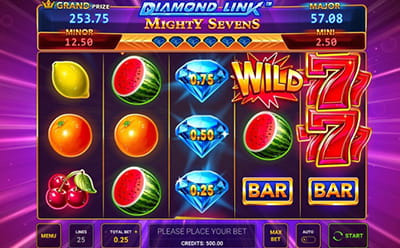 Der Diamond Link Mighty Seven Online Slot bei JackpotPiraten