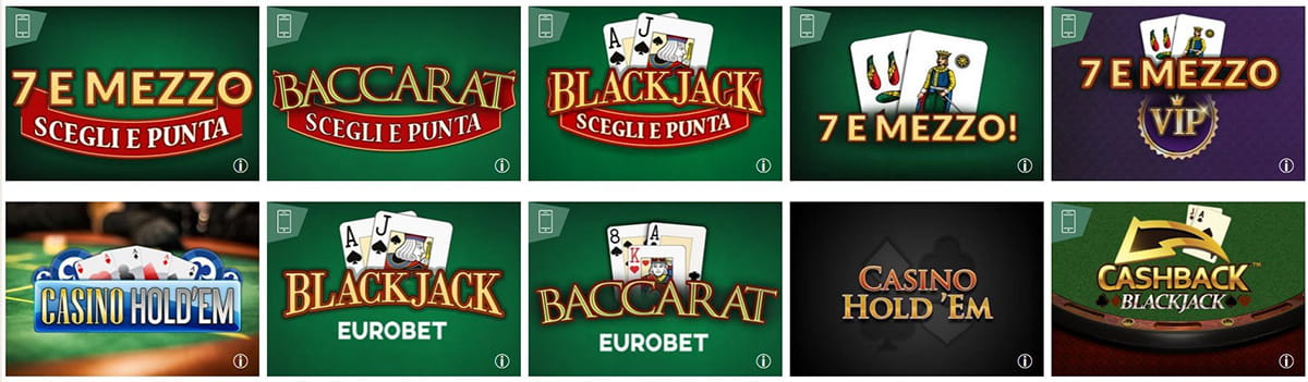Il Catalogo dei Giochi da Tavolo di Eurobet