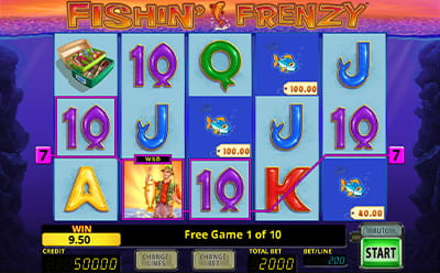 Fishin Frenzy at Super Mega Fluffy Rainbow Vegas Jackpot Casino