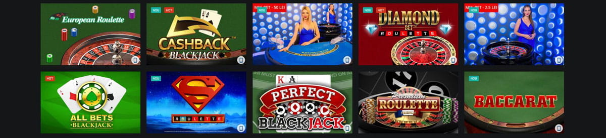 Table Games Catalogue in Fortuna Casino