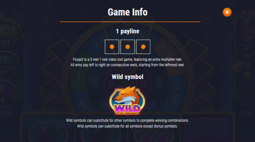 The Paytable of Foxpot Online Slot