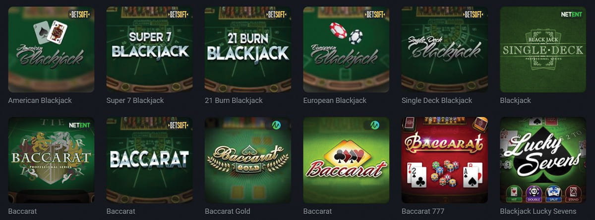 Table Games Catalogue in GG.Bet