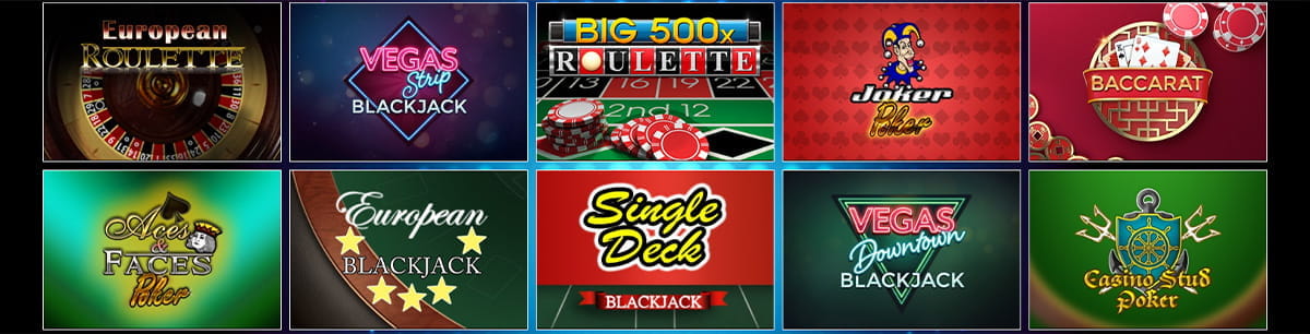 Table Games Catalogue in Glimmer Casino