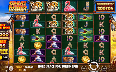 Der Great Rhino Megaways Online Slot bei Wheelz