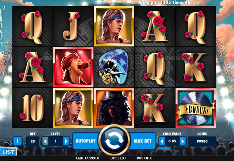 User Interface of Guns N' Roses Video Slot