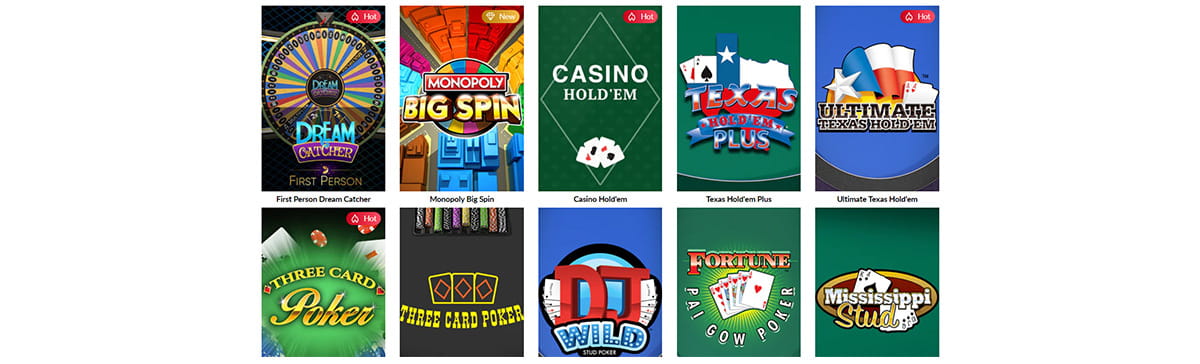 Table Games Catalogue in Hard Rock Casino