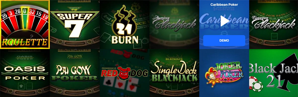 The Table Games Catalogue in Ice Casino CA