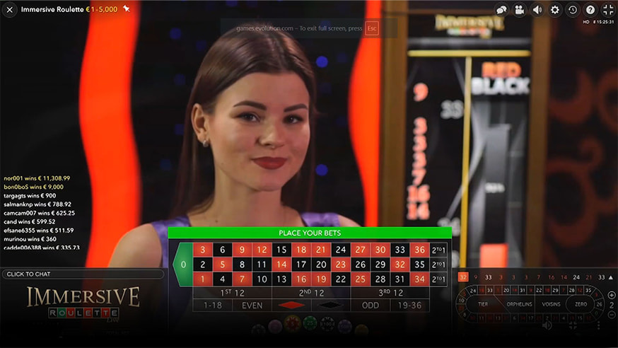 Immersive Roulette gameplay screenshot