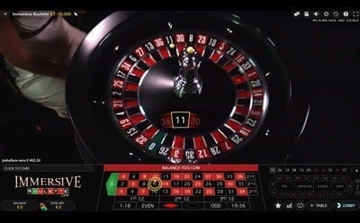 Live Dealer Immersive Roulette at the casino
