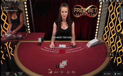 Free Bet Blackjack Table with a Real Dealer