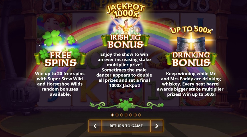 The Paytable of Keeping Up with the Paddys Online Slot