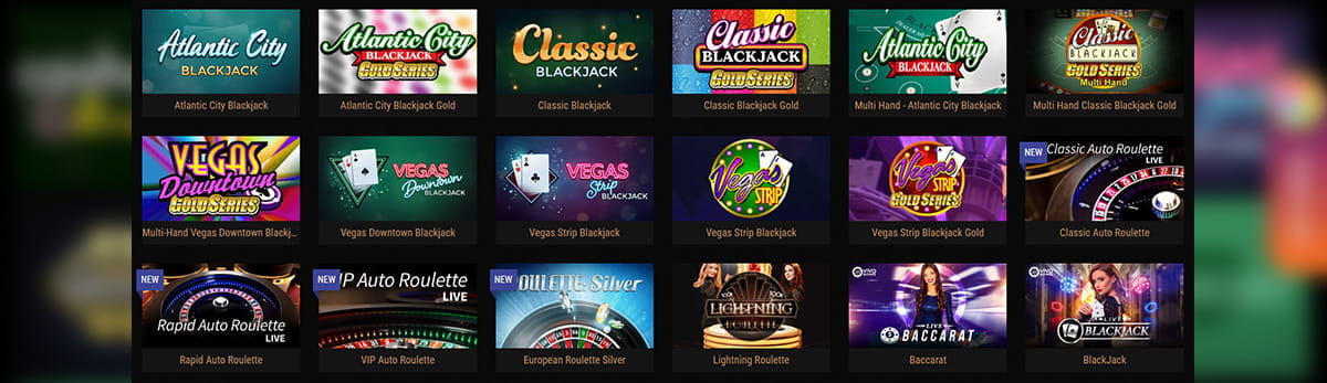 Table Games Catalogue in King Billy Casino