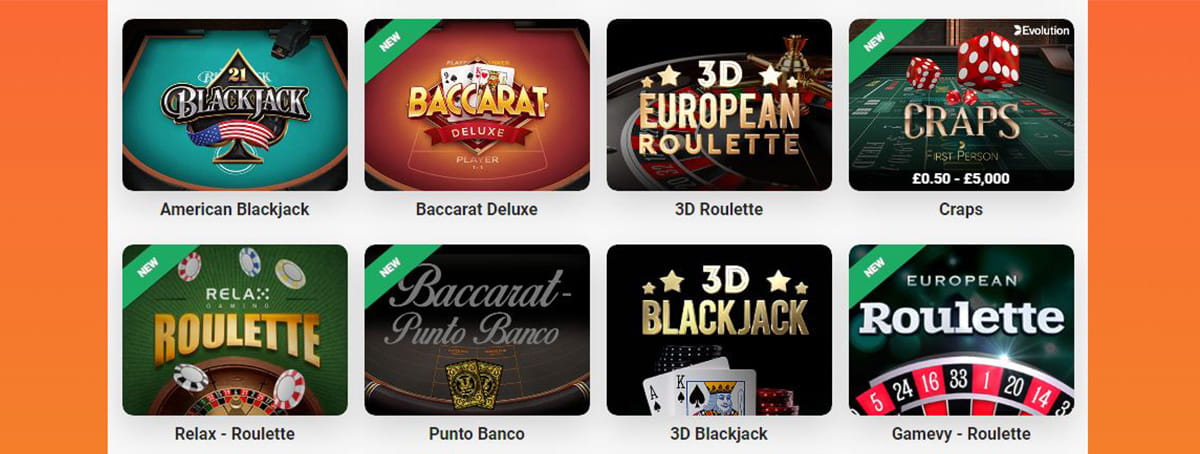 LeoVegas Casino Table Games Selection
