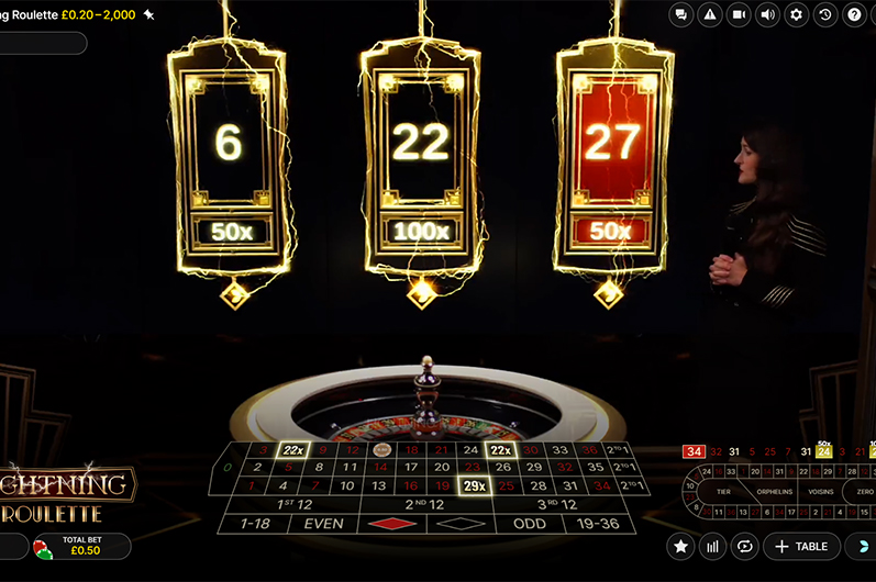Screenshot from a Session at the Lightning Roulette Table