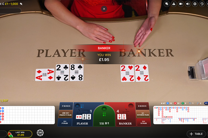 Screenshot from a Session at the Live Baccarat Table