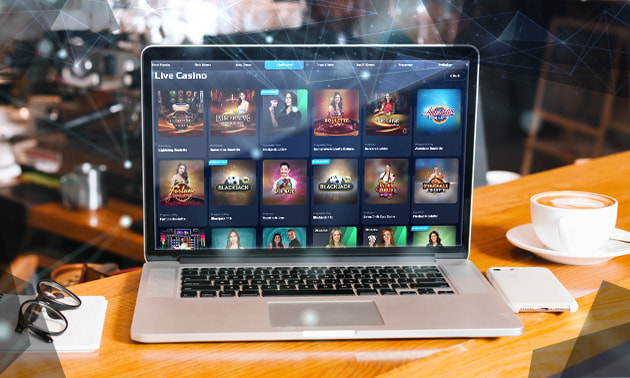 Online casino lobby showing live dealer tables and game selection