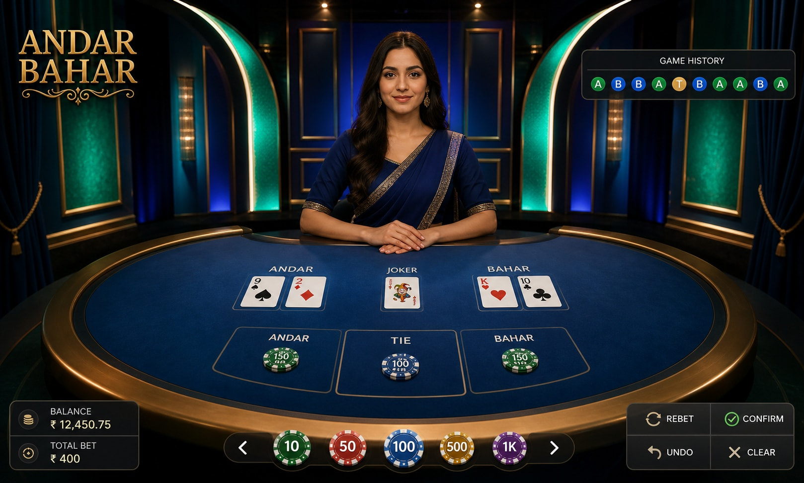 Live Dealer Ultimate Andar Bahar with extra side bets and themed studio