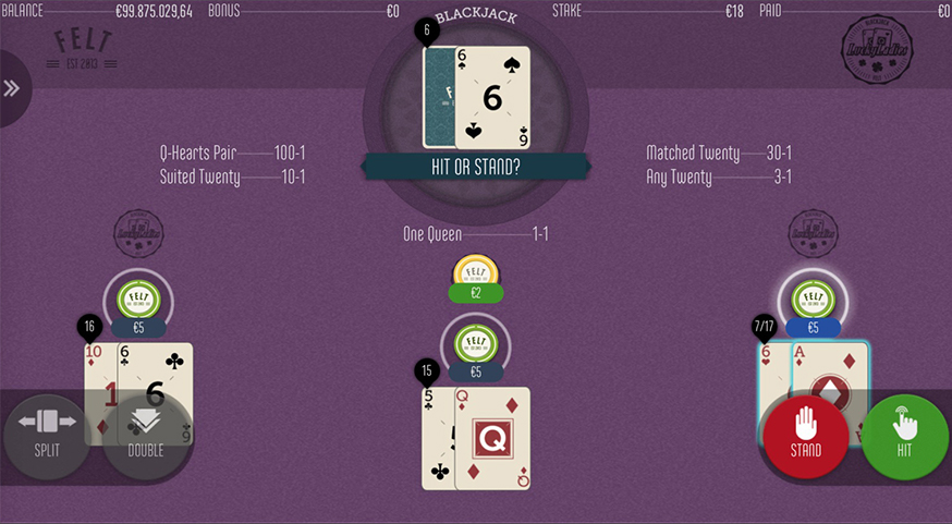 Lucky Ladies Blackjack gameplay screenshot