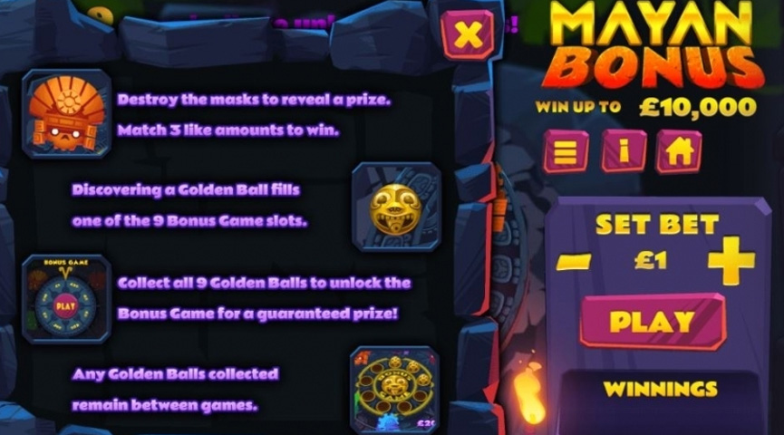 The Paytable of Mayan Bonus Online Slot