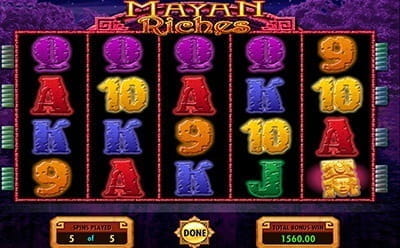 Mayan Riches Bonus Win After 5 Free Spins