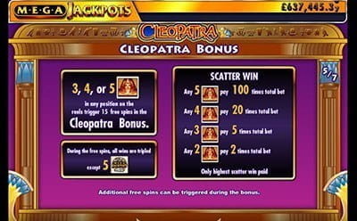 Mega Jackpots Cleopatra Slot Bonus Round